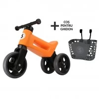 Bicicleta fara pedale cu cosulet pentru ghidon Funny Wheels Rider Sport 2 in 1 Portocaliu