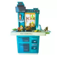 Bucatarie copii cu accesorii, sunete si lumini Fun Cooking albastru
