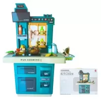 Bucatarie copii cu accesorii, sunete si lumini Fun Cooking albastru