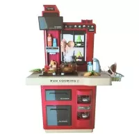 Bucatarie copii cu accesorii, sunete si lumini Fun Cooking roz