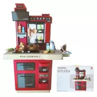 Bucatarie copii cu accesorii, sunete si lumini Fun Cooking roz