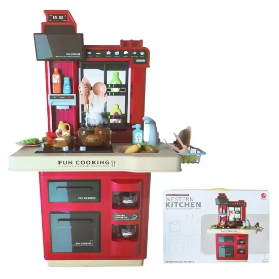 Bucatarie copii cu accesorii, sunete si lumini Fun Cooking roz Bucatarie copii cu accesorii, sunete si lumini Fun Cooking roz
