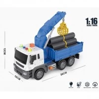 Camion cu busteni, sunete si lumini 26 cm albastru