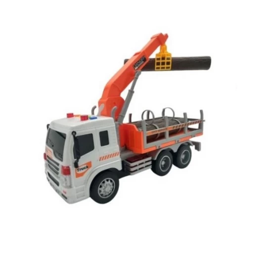 Camion cu lemne, sunete si lumini, scara 1:16, alb/portocaliu
