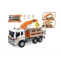 Camion cu lemne, sunete si lumini, scara 1:16, alb/portocaliu