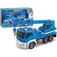 Camion cu macara, sunete, lumini, scara 1:16, albastru