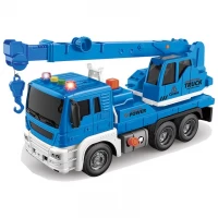 Camion cu macara, sunete, lumini, scara 1:16, albastru