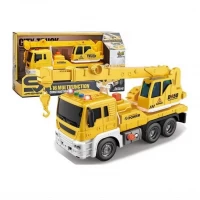 Camion cu macara, sunete, lumini, scara 1:16, galben 