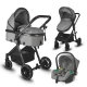 Carucior 3 in 1 transformabil Coccolle Ago Neutral grey