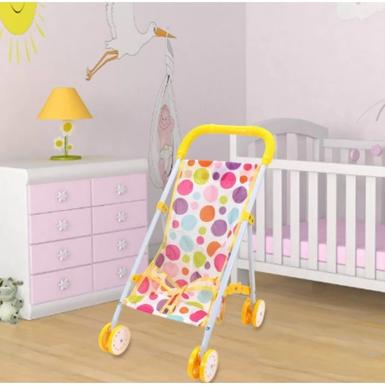 Carucior papusi pliabil Rainbow Dots galben