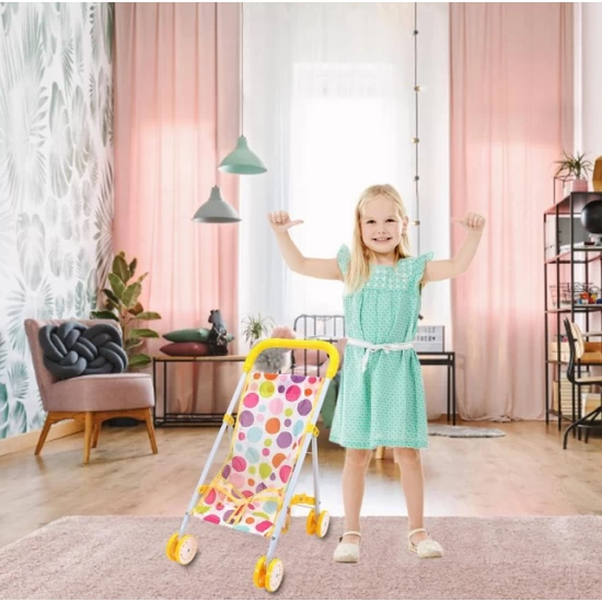 Carucior papusi pliabil Rainbow Dots galben