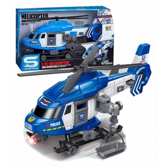 Elicopter de salvare 29 cm cu sunete, lumini si targa, albastru