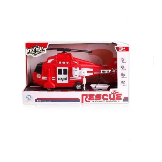 Elicopter de salvare cu sunete, lumini si proiectie scara 1:20 rosu Elicopter de salvare cu sunete, lumini si proiectie scara 1:20 rosu