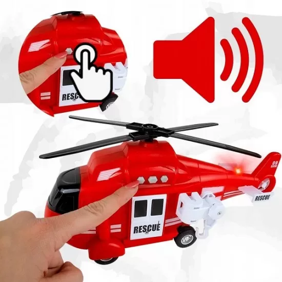 Elicopter de salvare cu sunete, lumini si proiectie scara 1:20 rosu Elicopter de salvare cu sunete, lumini si proiectie scara 1:20 rosu