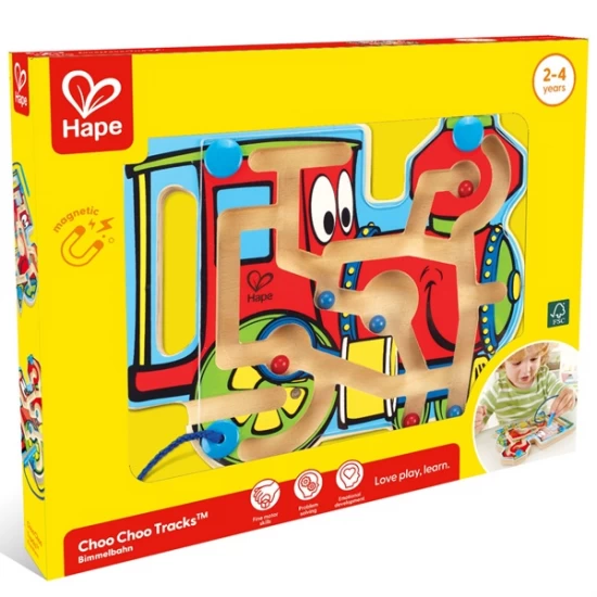 Joc de indemanare din lemn - Labirint magnetic locomotiva