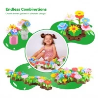 Joc educativ asamblare gradina cu flori in cutie depozitare 165 piese