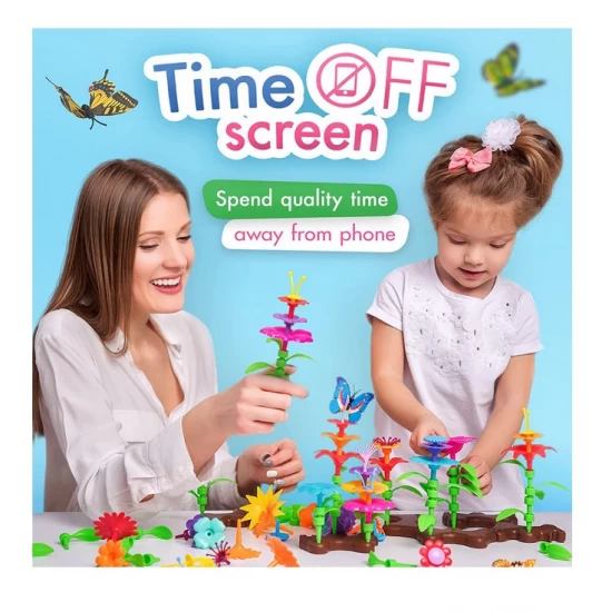 Joc educativ asamblare gradina cu flori in cutie depozitare 165 piese Joc educativ asamblare gradina cu flori in cutie depozitare 165 piese