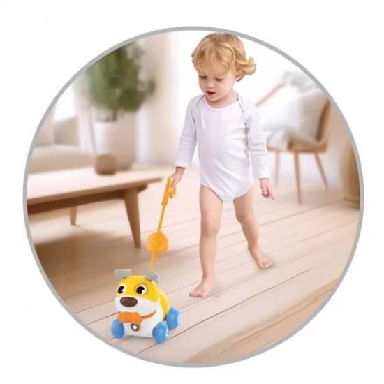 Jucarie de tras catelus cu muzica si lumini