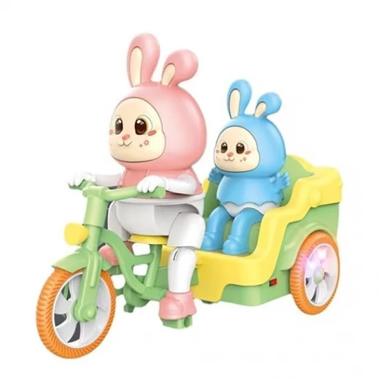 Jucarie interactiva iepuras Funny Rabbit cu tricicleta, muzica si lumini Jucarie interactiva iepuras Funny Rabbit cu tricicleta, muzica si lumini