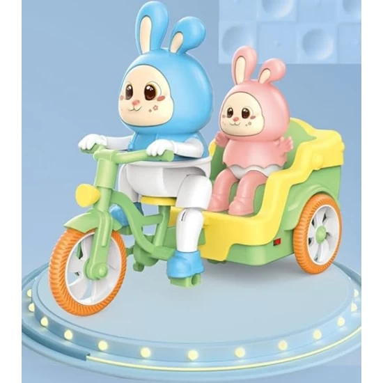 Jucarie interactiva iepuras Funny Rabbit cu tricicleta, muzica si lumini Jucarie interactiva iepuras Funny Rabbit cu tricicleta, muzica si lumini