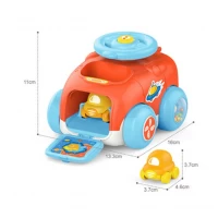 Jucarie bebelusi - Masina catapulta cu volan si 2 masinute Push and Go