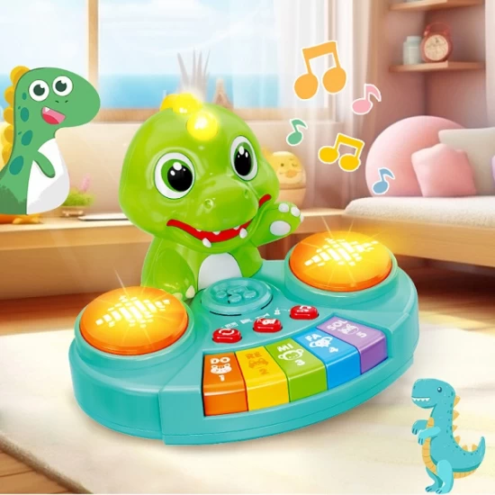 Jucarie electrica dinozaur cu pian si lumini