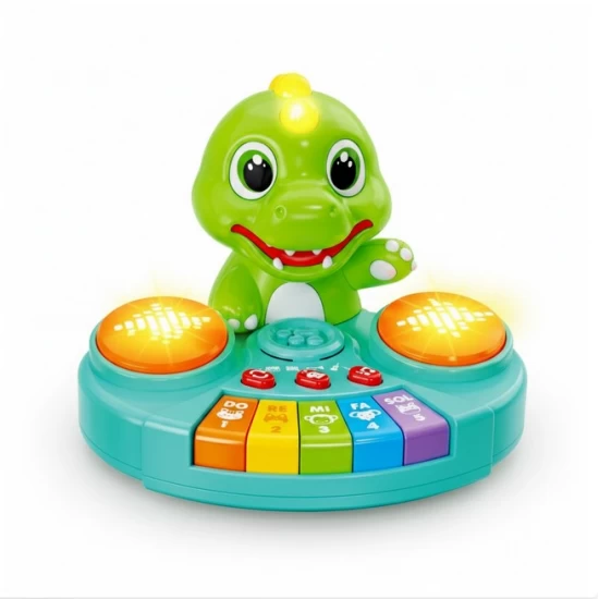 Jucarie electrica dinozaur cu pian si lumini