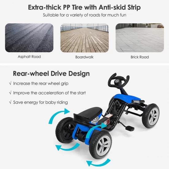 Kart cu pedale pentru copii Speed Albastru Kart cu pedale pentru copii Speed Albastru