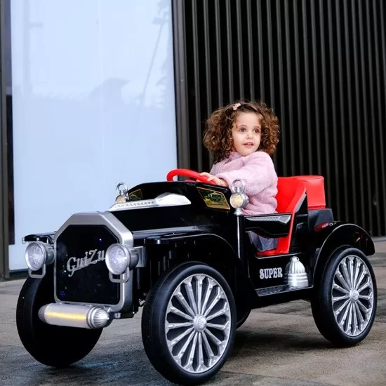 Masina de epoca pentru copii cu acumulator si 4 motoare 12V Masina de epoca pentru copii cu acumulator si 4 motoare 12V