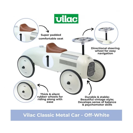 Masina ride on din metal Alb Crem Vilac