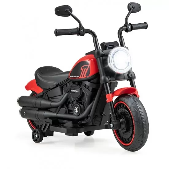 Motocicleta electrica pentru copii cu pedala, muzica si far cu lumina - Rosu Motocicleta electrica pentru copii cu pedala, muzica si far cu lumina - Rosu