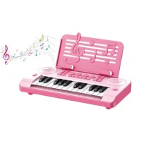 Pian electronic pentru copii cu 24 clape roz