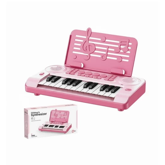 Pian electronic pentru copii cu 24 clape roz