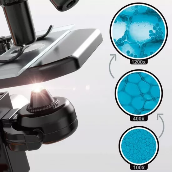 Set microscop pentru copii 100x -1200x - Albastru Set microscop pentru copii 100x -1200x - Albastru