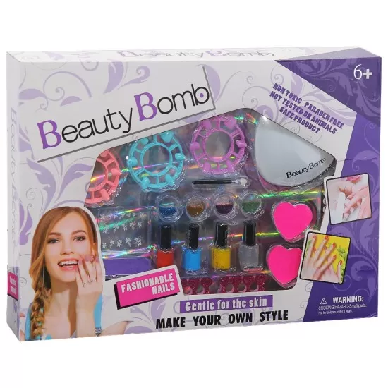 Set manichiura pentru fetite cu uscator unghii Beauty Bomb Set manichiura pentru fetite cu uscator unghii Beauty Bomb