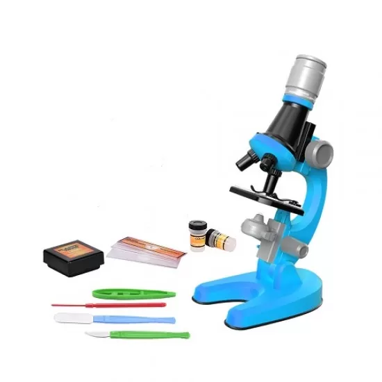Set microscop pentru copii 100x -1200x - Albastru Set microscop pentru copii 100x -1200x - Albastru
