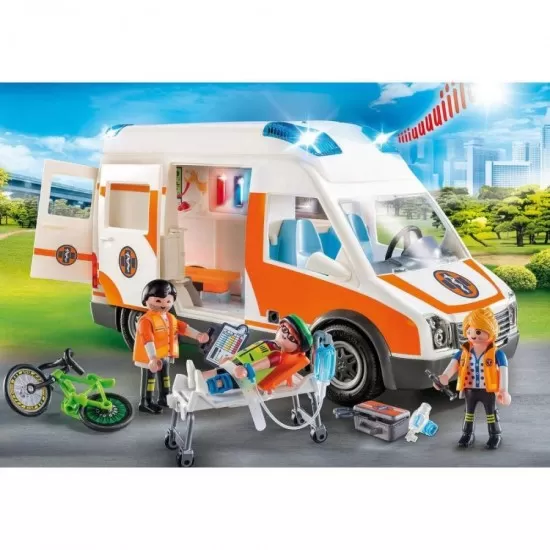 Playmobil City Life - Ambulanta cu lumini intermitente Playmobil City Life - Ambulanta cu lumini intermitente