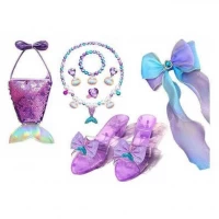 Set accesorii fetite 8 piese cu gentuta paiete, pantofiori si accesorii sirena