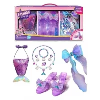 Set accesorii fetite 8 piese cu gentuta paiete, pantofiori si accesorii sirena