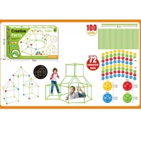 Set asamblare Cort pentru copii, 172 piese, jucarie educationala pentru interior si aer liber, verde 