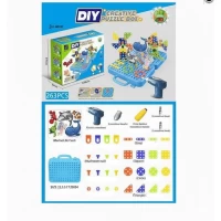 Set creativ de asamblare cu surubelnita electrica, tip mozaic, Lumea Marina, 263 piese