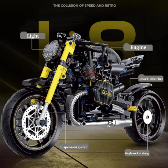 Set constructie motocicleta 618 piese, scara 1:8 Set constructie motocicleta 618 piese, scara 1:8