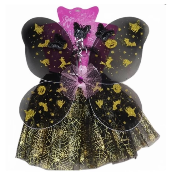 Costum de petrecere, Halloween, cu fusta, aripioare, bagheta si cordeluta, 4 ani