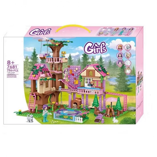 Set cuburi constructie Casuta in Copac 756 Piese 