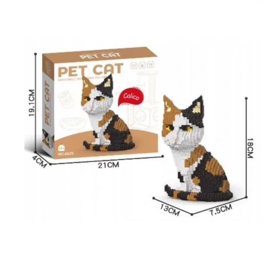 Set de cuburi de constructie 3D, Pisicuta Calico, 1300 piese, +14 ani