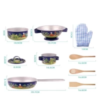 Set de gatit pentru copii cu vase din metal 9 piese 