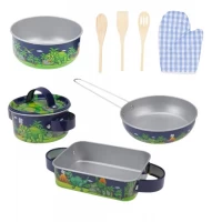 Set de gatit pentru copii cu vase din metal 9 piese 
