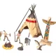 Set de joaca trib indian cu figurine, cort si barca