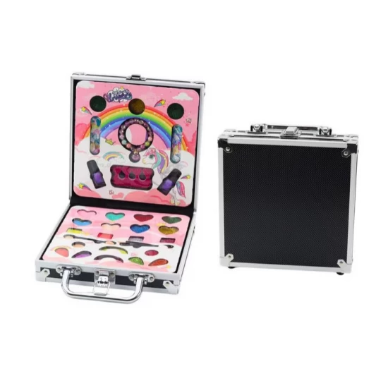 Set machiaj pentru fetite in gentita metalica Unicorn  Set machiaj pentru fetite in gentita metalica Unicorn