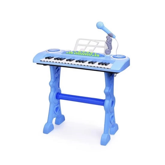 Orga electrica pentru copii 37 clape cu micofon si scaunel albastru
